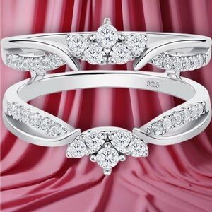 Guard Ring Enhancer for Engagement Ring 5A CZ 925 Sterling Silver